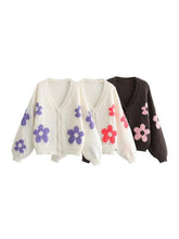 Load image into Gallery viewer, Sweat little Daisy Floral Button Up V-Neck Cardigan