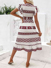 Load image into Gallery viewer, Aztec Floral Printed V-Neck Smocked Flutter Sleeve Dress