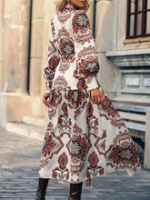 Load image into Gallery viewer, Mykonos Florals Printed Tie Waist Notched Neck Midi Dress
