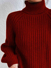 Load image into Gallery viewer, Winter Gathering Full Size Turtleneck Rib-Knit Slit Sweater