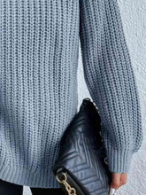 Load image into Gallery viewer, Winter Gathering Full Size Turtleneck Rib-Knit Slit Sweater