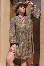 Load image into Gallery viewer, Plus Size Printed V-Neck Long Sleeve Midi Dress