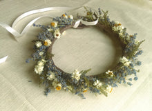 Load image into Gallery viewer, Sweet Meadow - Dried lavender Flower Crown with Ammobium & Sweet Annie preorder for mid June Delivery