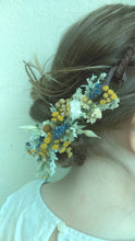 Load image into Gallery viewer, Yellow fields. Dried flower autumn crown with tansy, yarrow, mini daisies and lavender