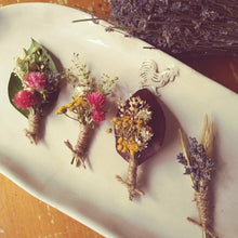 Load image into Gallery viewer, Custom dried flower boutonniere to coordinate with the bridal bouquet.