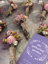 Load image into Gallery viewer, Custom dried flower boutonniere to coordinate with the bridal bouquet.