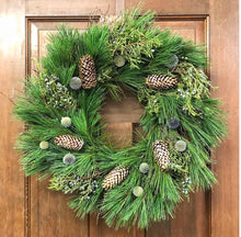 Load image into Gallery viewer, Blue Pineland Winter woodland Christmas Holiday fresh wreath