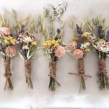 Load image into Gallery viewer, Custom dried flower boutonniere to coordinate with the bridal bouquet.