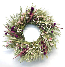 Load image into Gallery viewer, Pink Grasslands All natural dried floral fall wreath- flowers to last the whole year through