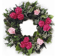 Load image into Gallery viewer, Mama's Garden Pink Rose and Hydrangea spring Wreath - handmade in the USA
