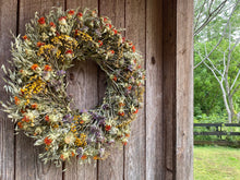 Load image into Gallery viewer, Garden Carnival dried floral wreath - spring summer door décor 22 inch