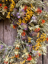 Load image into Gallery viewer, Garden Carnival dried floral wreath - spring summer door décor 22 inch