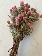 Load image into Gallery viewer, Sweetheart pink dried flower bouquet - in paper heart wrap- Mother’s Day dried flower bouquet