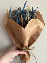 Load image into Gallery viewer, Sweetheart pink dried flower bouquet - in paper heart wrap- Mother’s Day dried flower bouquet