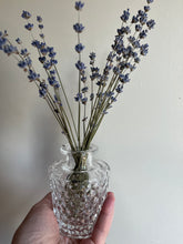 Load image into Gallery viewer, Dried lavender all natural diffuser with vintage inspired bud vase and essential oil
