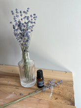 Load image into Gallery viewer, Dried lavender all natural diffuser with vintage inspired bud vase and essential oil