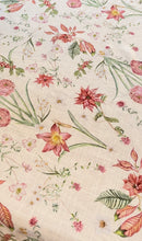 Load image into Gallery viewer, Ranunculus Garden Vintage bulb garden linen blend Christmas winter tablecloth