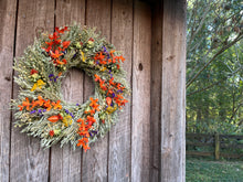 Load image into Gallery viewer, New 2022 Fall Garden Wreath. Thanksgiving Autumn Fall door décor. Dried Floral Wreath. Dried Flower Wreath for Autumn