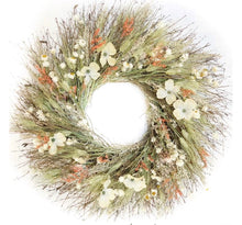 Load image into Gallery viewer, Apricot rose and flowering dogwood wreath. -Our signature Giving back to Moms event wreath now through Mothers Day -22 inch