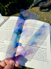 Load image into Gallery viewer, Purple Watercolor Flower Bookmark - Hand-Painted Floral Design - Unique Book Lover Gift - Handmade Reading Accessory - Vibrant Book Mark
