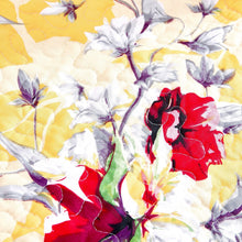Load image into Gallery viewer, Yellow Floral Quilted Throw Blanket - Hummingbirds Farmhouse Red Flowers for Couch, Sofa or Bed- Scalloped Edges - 50 x 60
