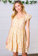 Load image into Gallery viewer, Yellow Floral Button Up Lined Dress
