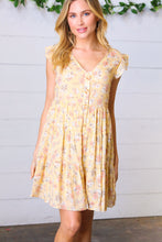 Load image into Gallery viewer, Yellow Floral Button Up Lined Dress
