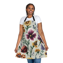Load image into Gallery viewer, Vintage Botanical Pansy and Wildflower Apron | Floral Kitchen Apron

