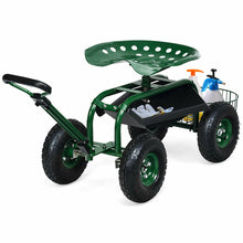 Load image into Gallery viewer, Heavy Duty Garden Cart with Tool Tray and 360 Swivel Seat-Green
