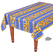 Load image into Gallery viewer, 60x120" Rectangular Lemons Blue Acrylic-Coated Cotton Tablecloth by Tissus Toselli
