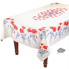 Load image into Gallery viewer, 60x96" Rectangular Poppies Cream Acrylic Coated Cotton Tablecloth by Tissus Toselli
