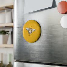 Load image into Gallery viewer, Hand Drawn Bee magnet Button Magnet | Round Bee Illustration
