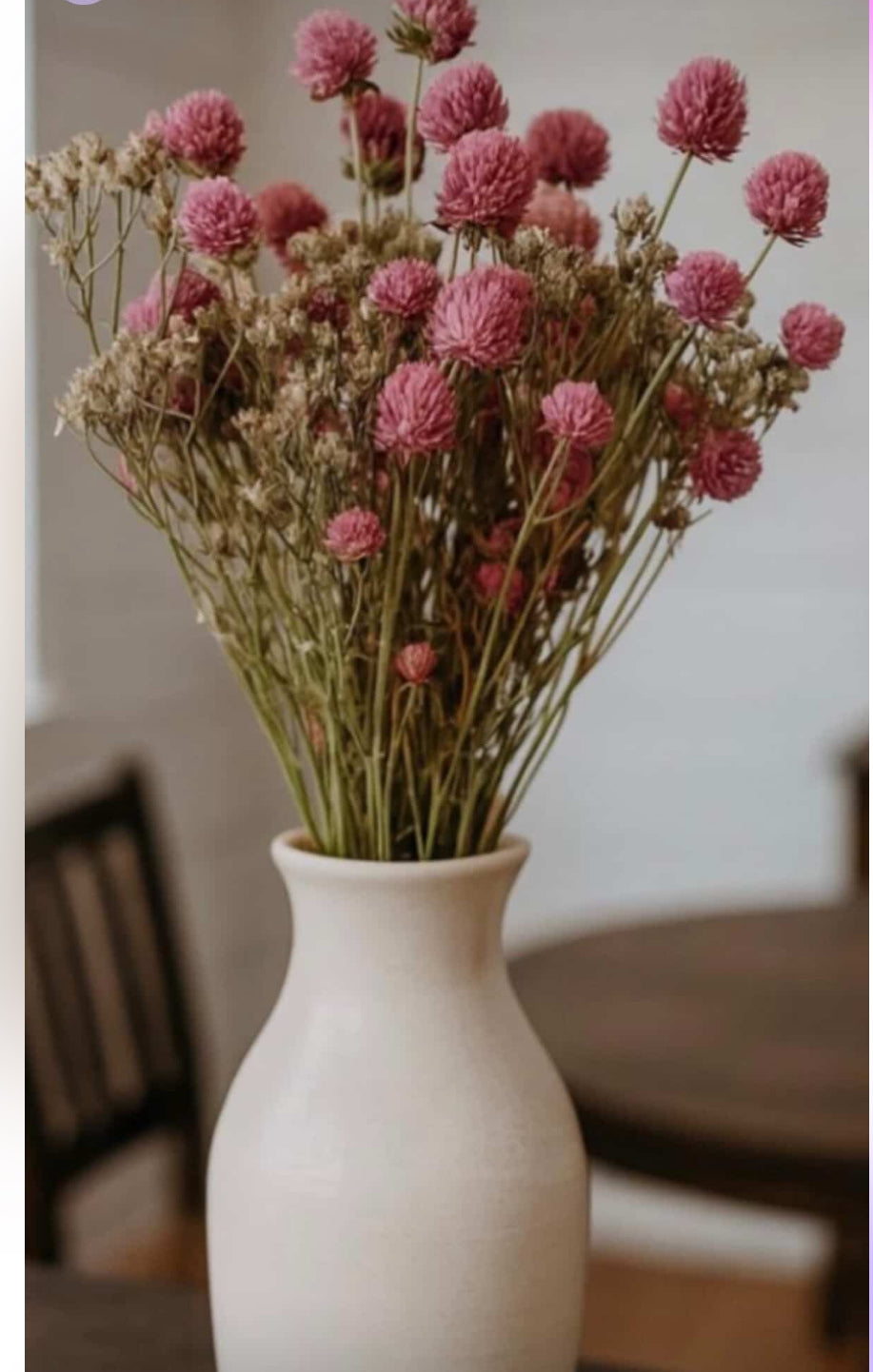 Dear Violet: pink dried globe amaranth bouquet