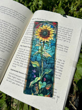 Load image into Gallery viewer, Stained Glass Sunflower Love Bookmark – Radiant Sunflower Art, Heartfelt Gift, Sunflower Gift sun catcher
