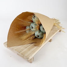 Load image into Gallery viewer, Wheat &amp; Turquoise Pumpkin Bouquet
