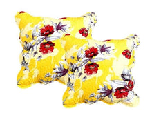 Load image into Gallery viewer, Floral Bedding Set of 2 Sunshine Yellow Hummingbirds Floral Scalloped Throw Pillow Covers, 18" (JHW925)
