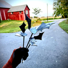 Load image into Gallery viewer, 3-Pack Metal Halloween Bats w/ Stake
