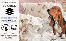 Load image into Gallery viewer, Cotton Patchwork Throw Blanket - Floral Cottage Quilted Reversible Blush Pink &amp; Cream Shabby Chic Botanical Ruffle Design - Vintage Garden Rose Pastel Accents (3031)- 50 x 60
