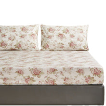 Load image into Gallery viewer, Bedding Hint of Mint Dainty Cottage Floral Roses Cotton Fitted Sheet w/ Pillow Case (3036)
