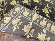 Load image into Gallery viewer, Tibetan Nepal Rug 6x9, Wool Hand Knotted Vintage Carpet 6 x 9, Dark Green &amp; Golden Yellow, Floral Bouquets
