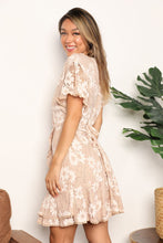 Load image into Gallery viewer, Floral &amp; Lace Pompom Detail Tie-Waist Flutter Sleeve Dress
