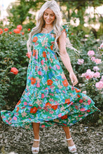 Load image into Gallery viewer, Retro Garden Tiered Ruffled Printed Sleeveless Dress
