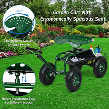 Load image into Gallery viewer, Heavy Duty Garden Cart with Tool Tray and 360 Swivel Seat-Green
