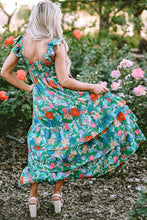 Load image into Gallery viewer, Retro Garden Tiered Ruffled Printed Sleeveless Dress
