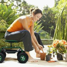 Load image into Gallery viewer, Heavy Duty Garden Cart with Tool Tray and 360 Swivel Seat-Green
