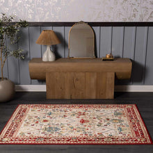 Load image into Gallery viewer, Neola White/Red Damask Area Rug
