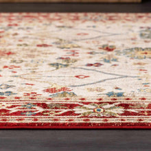 Load image into Gallery viewer, Neola White/Red Damask Area Rug
