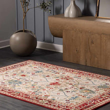 Load image into Gallery viewer, Neola White/Red Damask Area Rug

