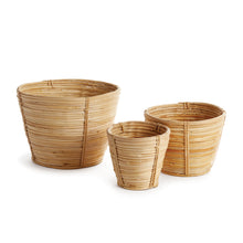 Load image into Gallery viewer, Cane Rattan Mini Round Tapered Baskets, Set of 3
