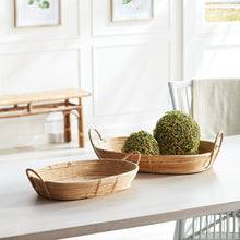 Load image into Gallery viewer, Cane Rattan Trays with Handles, Set of 2
